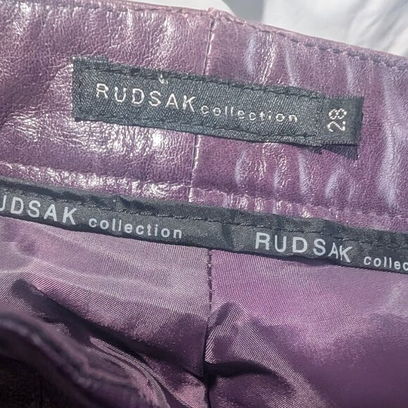 Rudsak | Women’s Bootcut Leather Pants In Eggplant With Faded Finish - Picture 5 of 15